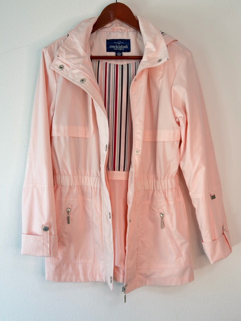 Mackintosh New England Pastel Pink Rain Jacket Womens Small Preppy Fisherman